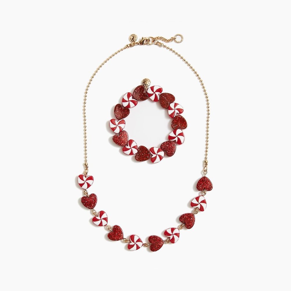 NWT Girls Peppermint Necklace and Bracelet Set
